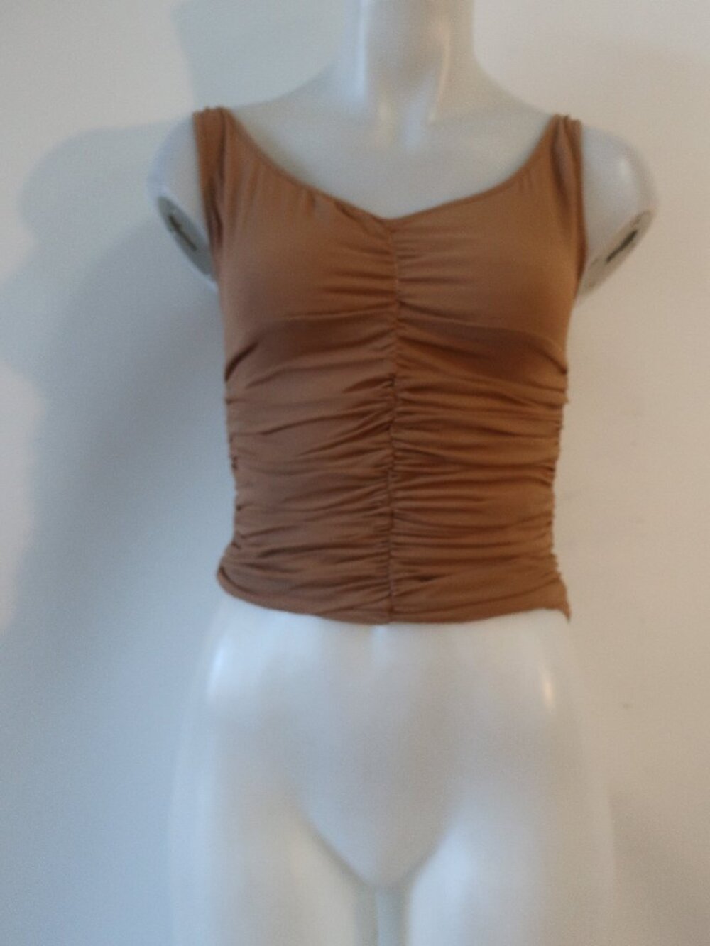 Women Luca Luca Silk Blend Brown Ruched Tank Top 44/S
